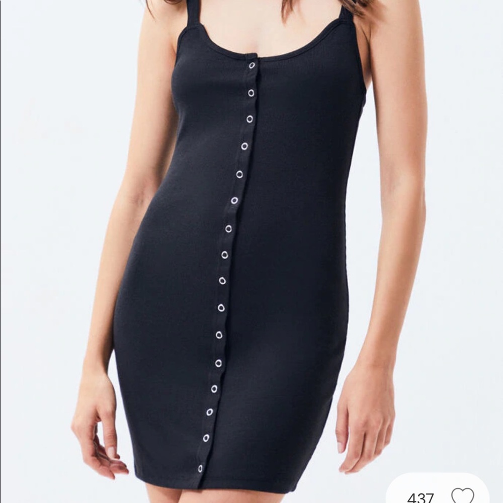 Kendall & Kylie Snap Front Bodycon Black Dress